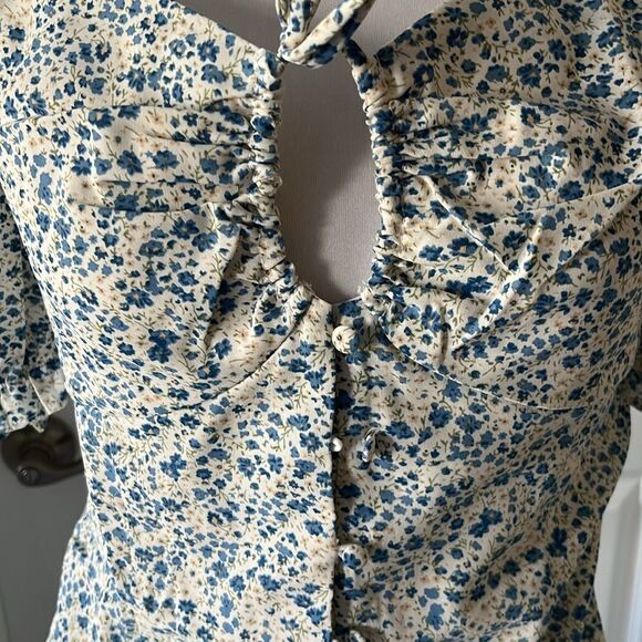 Heyson Body Suit Itsy Bitsy Floral Prints Key hole tie w buttons NWT SZ M - Picture 4 of 14